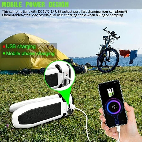Bärbar utomhuslampa Camping Lykta LED Solcellslampa Uppladdningsbar Powerbank Leis