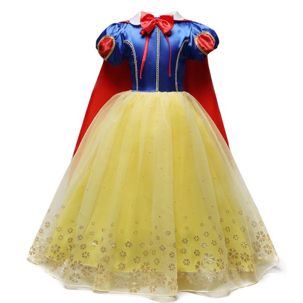 Snehvid prinsessekjole Kid Girl Cape, Halloween fødselsdagsfest karneval kostume(110CM)