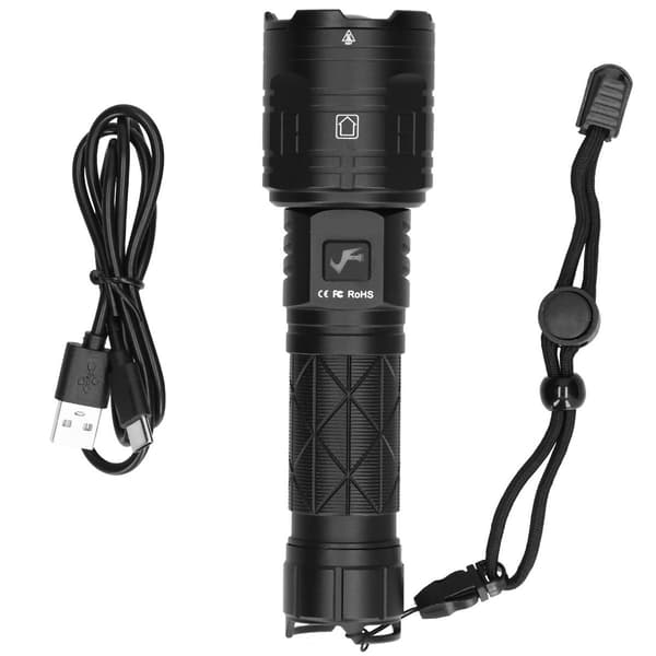 LED lommelygte, USB opladning, 16 kerner, 5 lysniveauer, 2 tilstande KLB
