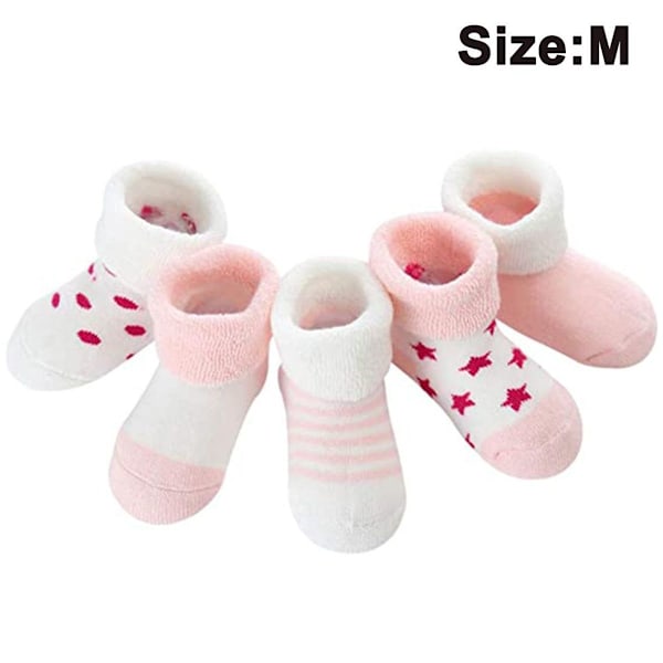 Par af nye varme babyfrottésokker, babysokker, tegneserie babyrosa KLB