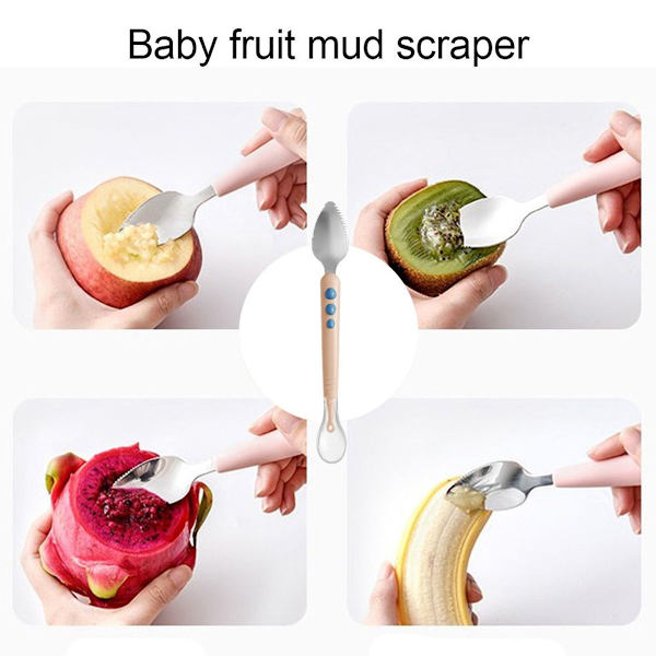 Dubbelsidig silikonmatsked för spädbarn, bärbar skrapsked. Baby Style 4