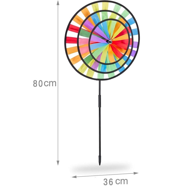 Relaxdays 2 x vindturbinhagestaker i regnbuedesign, barn, for balkong KLB