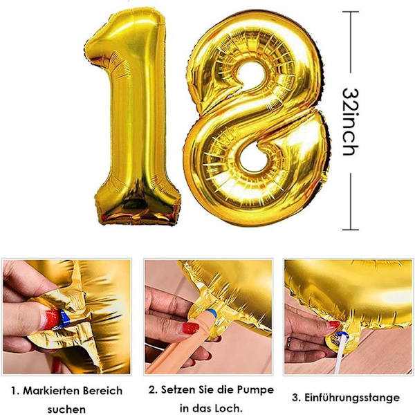 Födelsedag dekoration 18-års flicka, dekoration guld