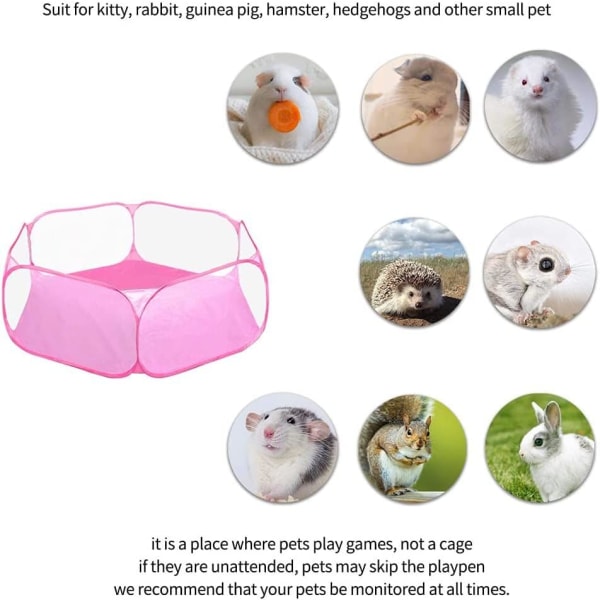 Bur til kæledyr, åndbart gennemsigtigt kæledyrshegn til udendørs/indendørs brug, populært åbent sportshegn, bærbart havehegn til marsvin, kanin, hamster, chinchilla og
