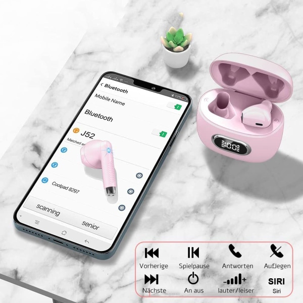Bluetooth 5.3 hodetelefoner in-ear hodetelefoner trådløs Bluetooth KLB