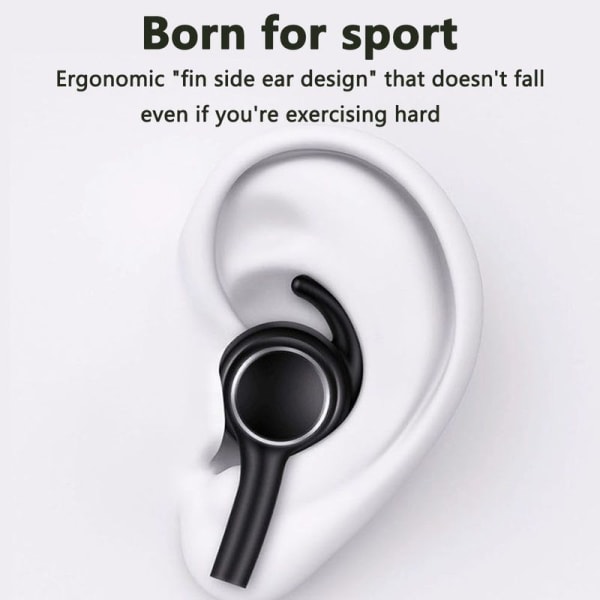 Bluetooth høretelefoner i øret, sportshøretelefoner med 12 timer. Sort