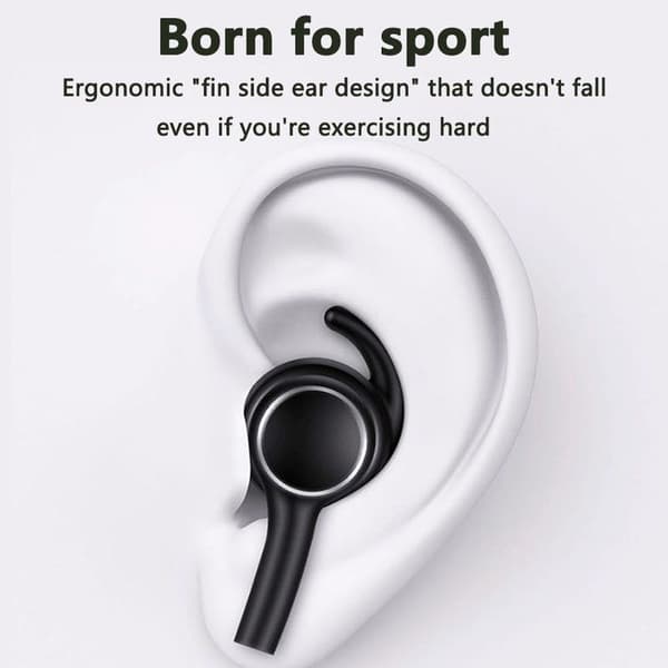 Bluetooth-hovedtelefoner i øret, sportshovedtelefoner med 12 timer. Sort