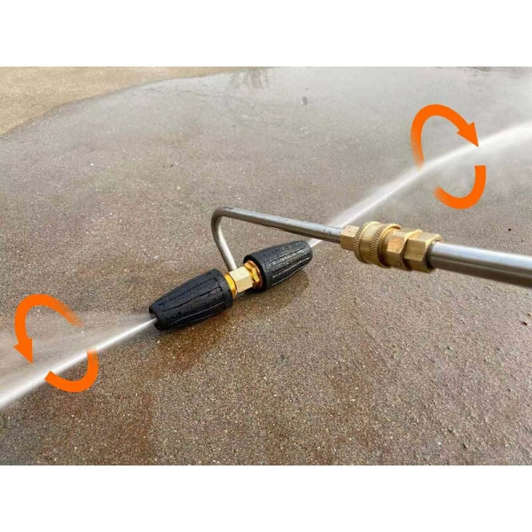 Daglig Ränna Verktyg Högtryckstvätt Munstycke, 2 Roterande Munstycken, 1/4 Tums Snabbkoppling, 3300 PSI KLB