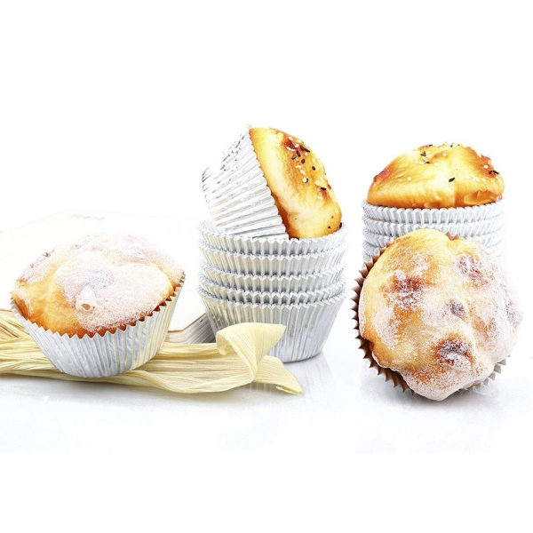 100 stk. sæt Muffinforme Papir Cupcakeforme Mini Sølv KLB