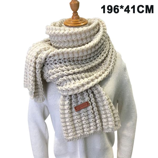 Dameull ullskjerf, allsidig, dobbel bruk, høst/vinter, beige