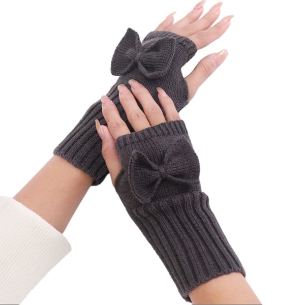 Vinter Fingerless Handskar Half Finger Glove Höst och vinter Mörkgrå KLB