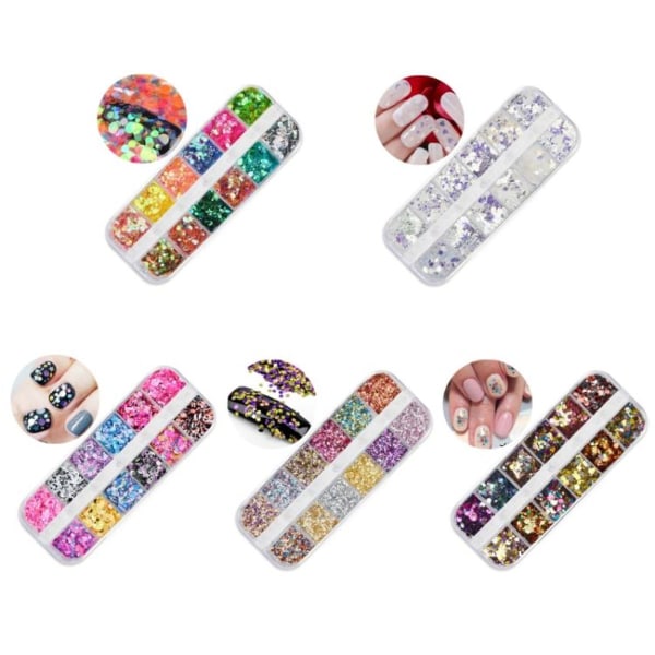 2 stk. Negle Sommerfugl Laser Symfoni Sequins-26