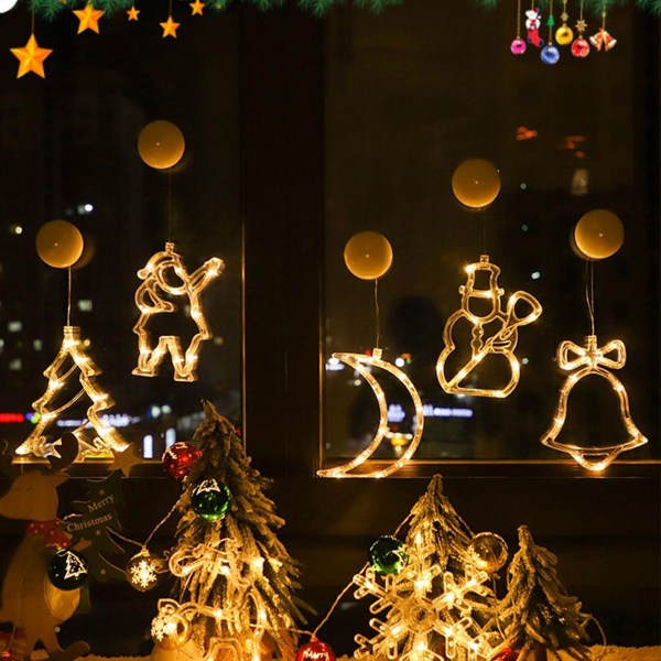 Nyårsdekoration hänglampor, 2-pack, julhängande fönsterlampa KLB