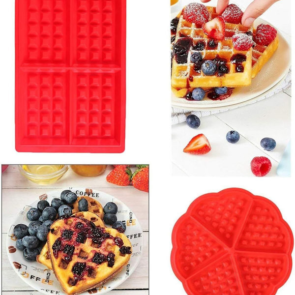 Silikon vaffelform bakeform, 2 stk vaffelkakeform, kakeform isbiter