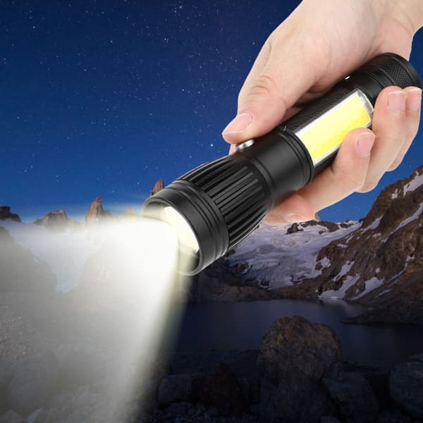 L2 USB-laddningsbar sid COB-lampa LED-ficklampa fungerar KLB