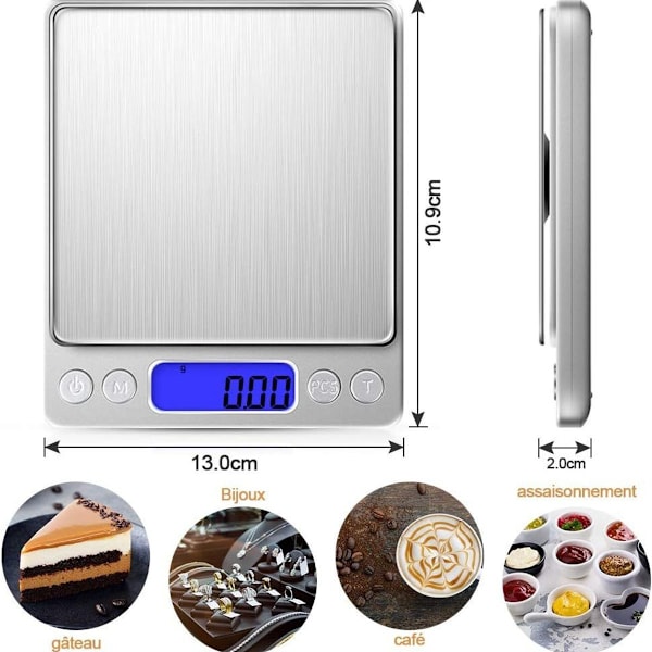 AMIR Digitala köksvågar 500g Mini Bead Vågar Köksvågar LCD-display KLB