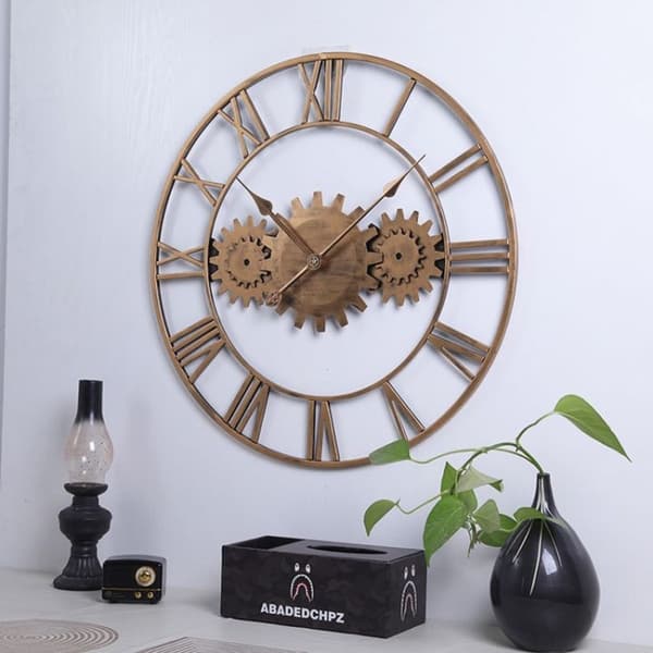 40cm Järn Väggklocka Vardagsrum Kök Tyst Stor Väggklocka Konstklocka (Retro