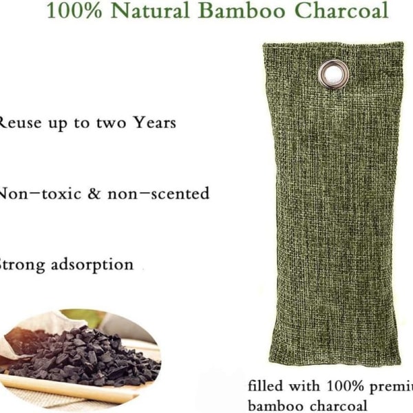 Bambus luftfrisker aktivert karbon, Queta 4 stykker naturlig aktivert karbon