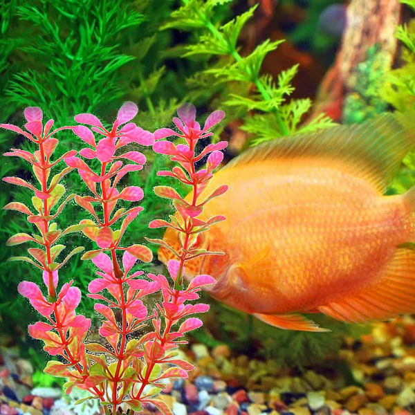 10 stk plastplanter kunstig lang plast akvarium rosa KLB