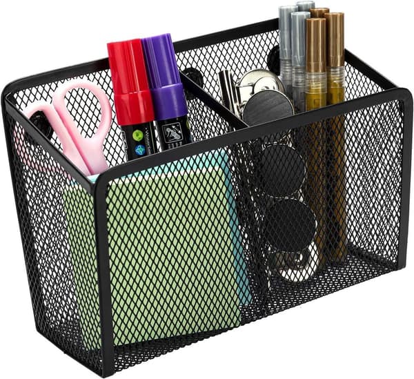 Magnetisk penneholder, 2 rum, mesh rustfrit stål, 2 rum