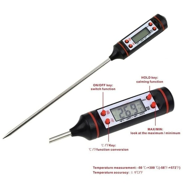LCD-kötttermometer: exakt temperaturmätare för matlagning KLB