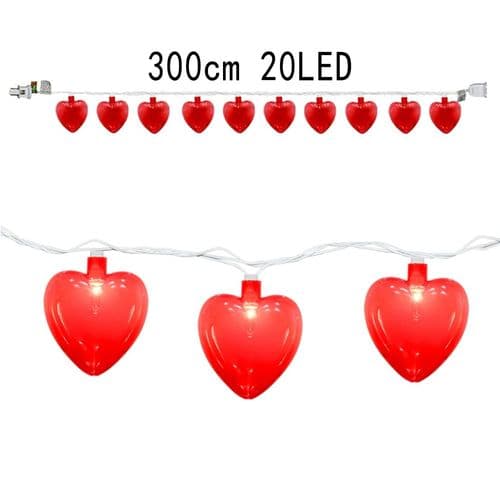 9,8' Valentins Hjertelysstreng med 20 Hjertelys
