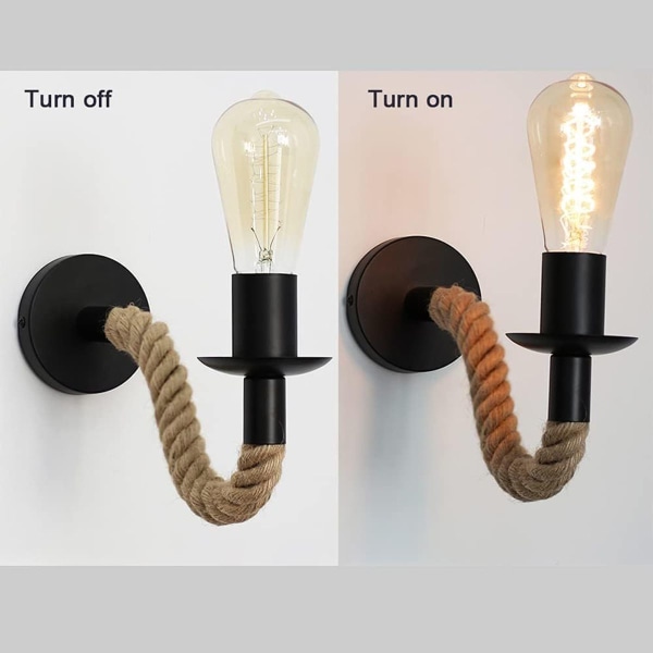 Vintage hamp reb væglampe, industriel væglampe, ideel KLB