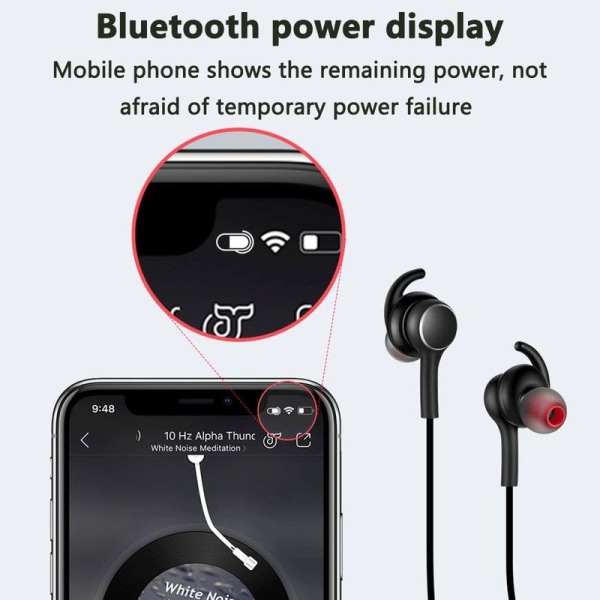 Bluetooth-hodetelefoner i øret, sportshodetelefoner med 12 timer. Svart