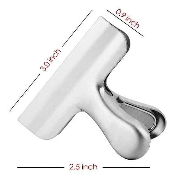 Pakke med 10 rustfrie stålklips, klips til chipposer, 7,7 cm brede, robuste