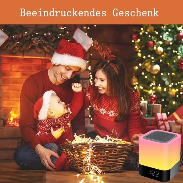 Senglampe med vækkeur, Bluetooth-højttaler, nattelys,