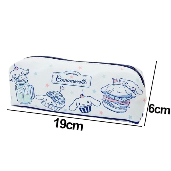 Cute large capacity canvas pencil case in white KLB