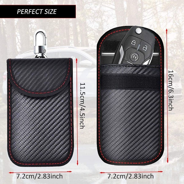 Skydd Bilnyckel, 2-pack Mini Faraday Påsar Kolfiber Nyckellös