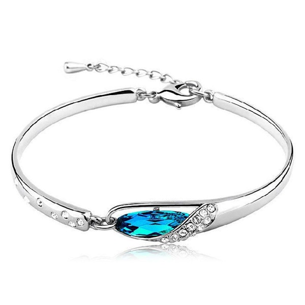 Silver armband Silver blå glittrande kristallarmband