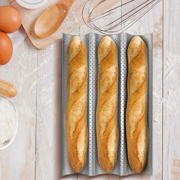 Baguetteform i non-stick, baguettebricka, 3-baguettebricka med perforering