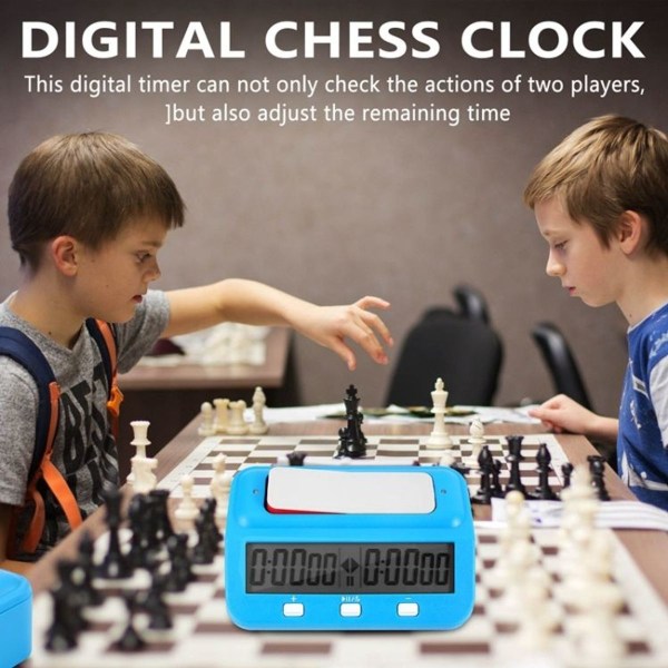 Muovista valmistettu shakkikello Go Chess Timer (sininen)