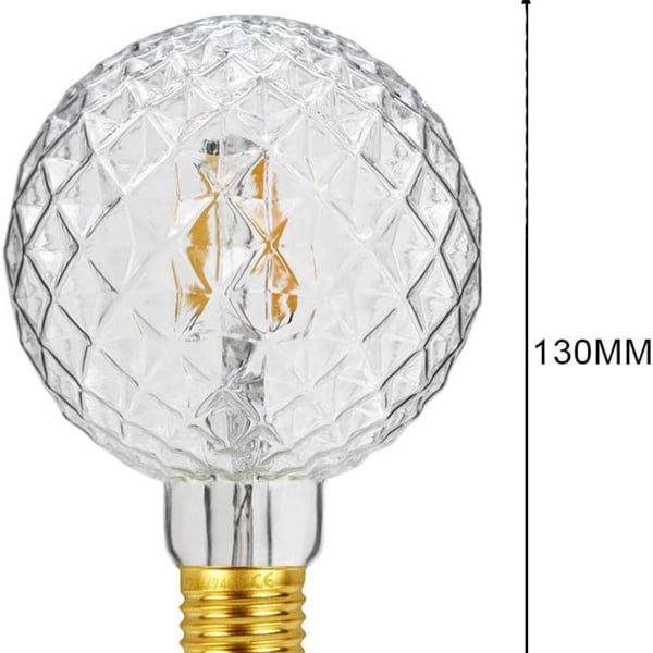 Vintage retro glödtråd klassiska LED-lampor 4W 220/240V E27 dekorativ glödlampa G95 kristall