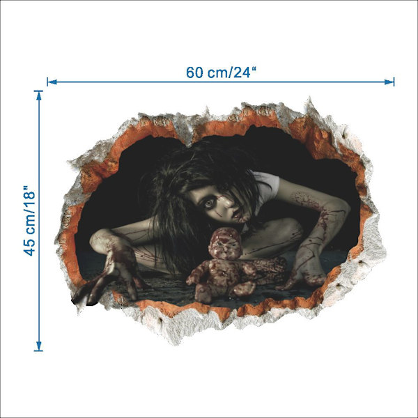 3D Halloween Veggdekor - Skumle Lik Veggklistremerker - Skrell og Lim - Zombie Veggklistremerker - Banshee Veggkunst for Soverom, Stue, Butikkdekorasjon (A)