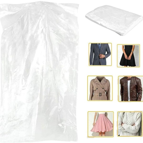 50 styks beklædningspose gennemsigtigt tøj støvbetræk 60 × 90 cm