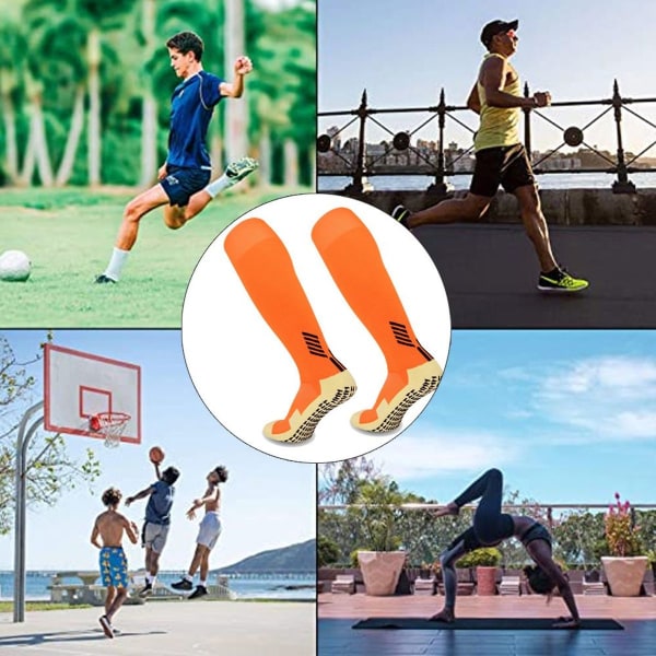 Atletiska strumpor halkfria sportstrumpor för vuxna, långa, orange KLB