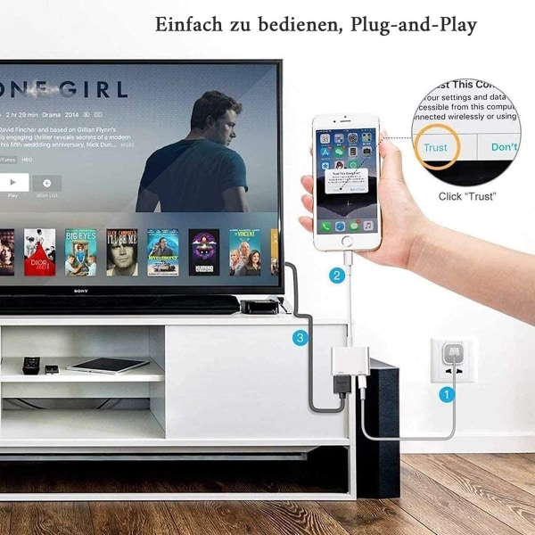 Lightning Digital AV-adapter [Apple MFi-certifierad] Lightning till HDMI Sync