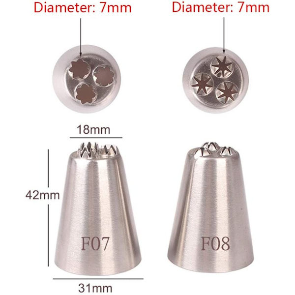 2 stk. 3-stjerners dyser INOX-
