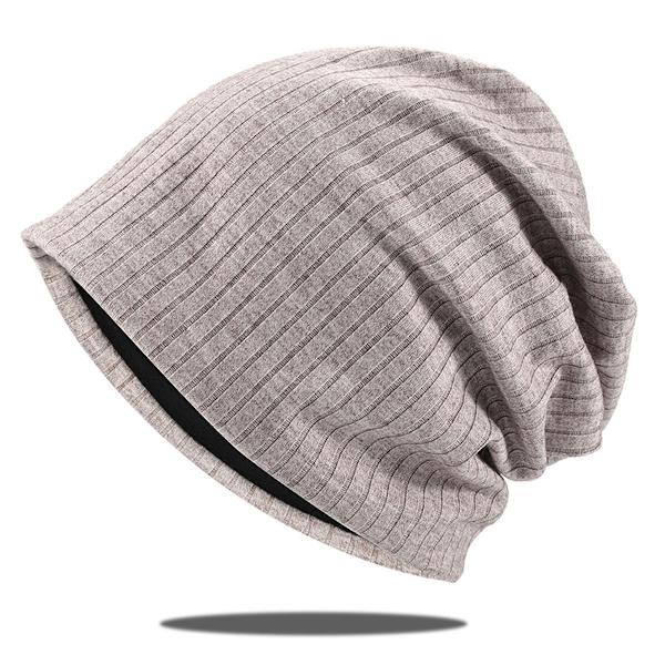 Slouchy strikket lue for kvinner, vinter, myk, varm, dameull, stripet, karri, KLB