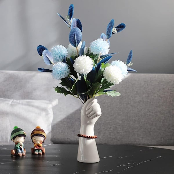 Hvid keramisk håndknoppervase til hydrofoniske blomster