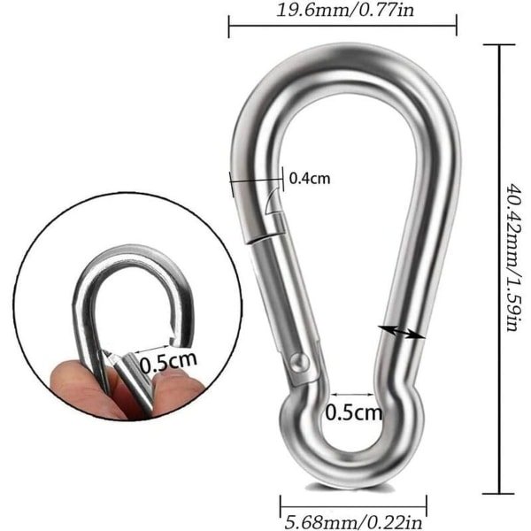 10-pack rostfria karbinhakar, karbinhake, karbinhake, vattentät