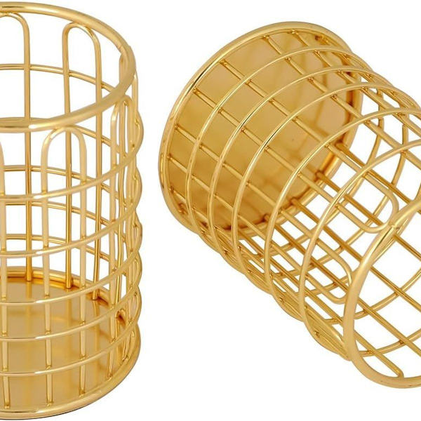 Penholder, Makeupbørsteholder - 2 stk., Kontortråd, Guld KLB