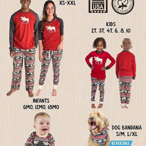 Lazy One julepyjamassett, matchende familiepyjamas for KLB