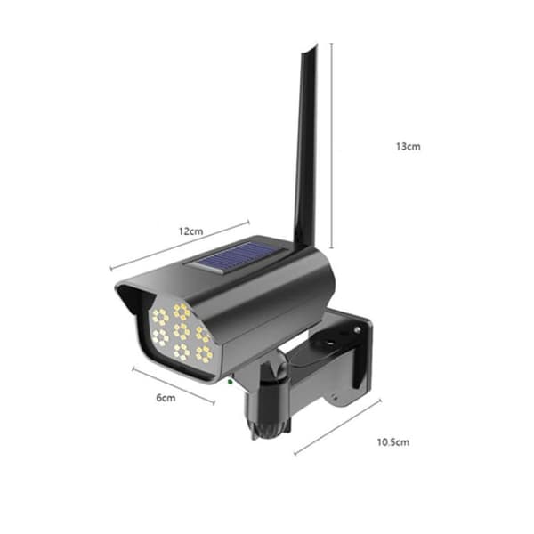 Solcellsensor LED-vägglampa, simulering, övervakningskamera, bländfri, stöldskydd