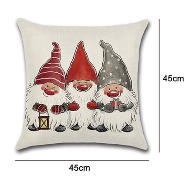 Set med 4 julkuddfodral 45x45cm - bomullslinne - stil 1 KLB