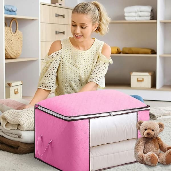 Klar opbevaringspose i non-woven stof PINK