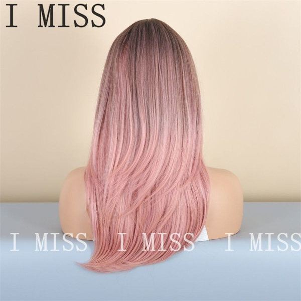 Gradient Rosa Micro Curl Fashion Dam Peruk av Syntetiskt Hår